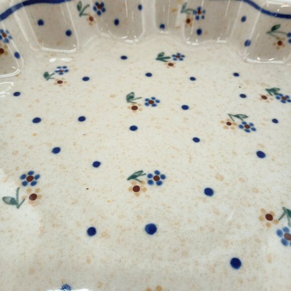 Zaklady Ceramiczne Fluted Quiche Plate Polish Pottery Country Meadow Dish Large - Picture 7 of 11